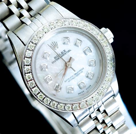 rolex baguette diamonds|Rolex oyster perpetual diamond bezel.